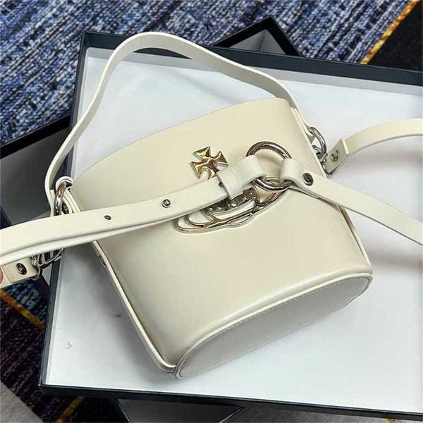 Neue Western Empress Dowager Echtleder Bucket Middle Ancient Letter Kleine Handtasche Single Shoulder Crossbody Damen 60 % Rabatt im Online-Shop