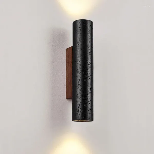 Lampade da parete Moderno E Minimalista Wabi Sabi Buco Nero Pietra Ha Condotto La Luce Circolare Decorazione Della Casa Soggiorno Corridoio Scale Luci