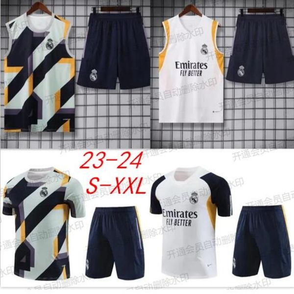 Conjuntos de treino de futebol Real madrids conjunto de treino 23/24 shorts de manga curta masculino e kit de futebol chandal survetement madrides terno de treinamento camisa de futebol S-XXL