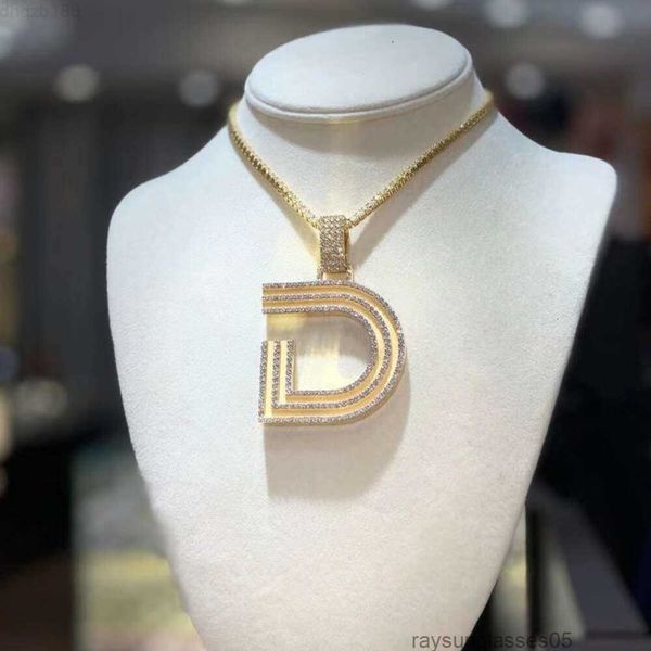 Частные изготовленные на заказ ювелирные изделия в стиле хип-хоп из стерлингового серебра 925 пробы с подвеской в виде багета с буквой d для ожерелья