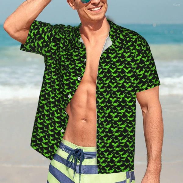 Camicie casual da uomo Camicia da vacanza con stampa di pipistrelli carini Uomo Halloween Camicette oversize vintage design hawaiano a maniche corte regalo