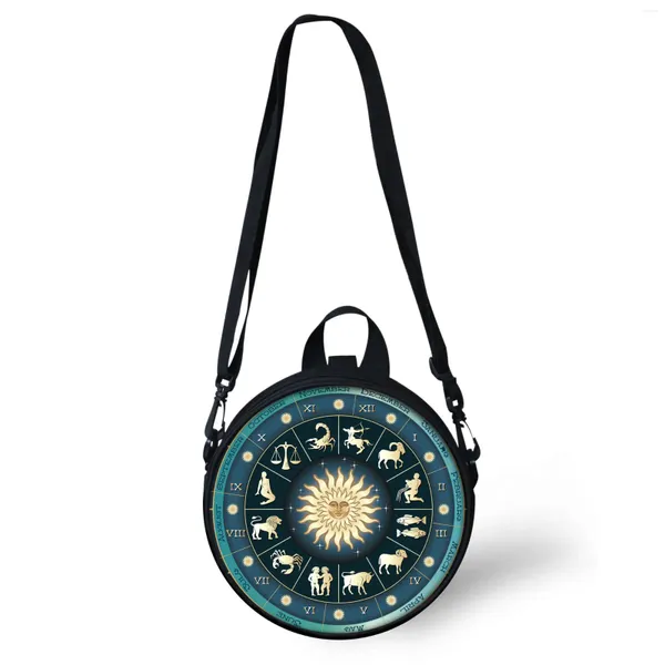 Borsa HaoYun Gothic 12 Costellazioni Mini Girl Boy Round Donna Borsa a tracolla nera Cerchio Dropshiping all'ingrosso