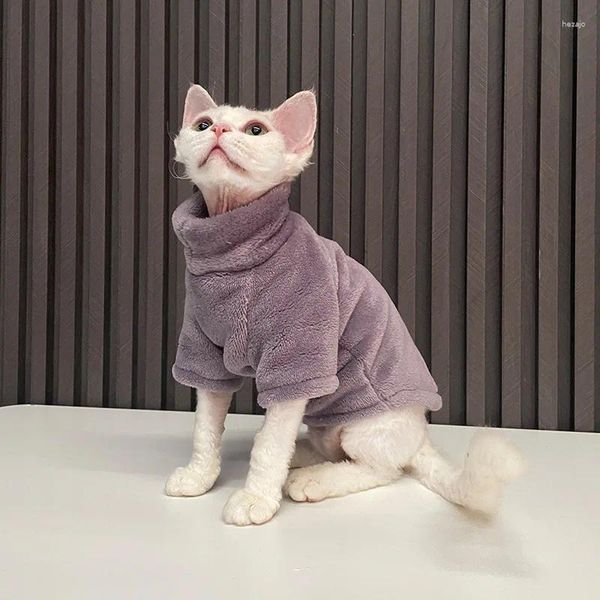 Kedi Kostümleri Sfinx Kış Sıcak Giysileri Devon Rex Yumuşak Kalın Kürk Kör Sweat Tüysüz Kediler Gömlek Kıyafet