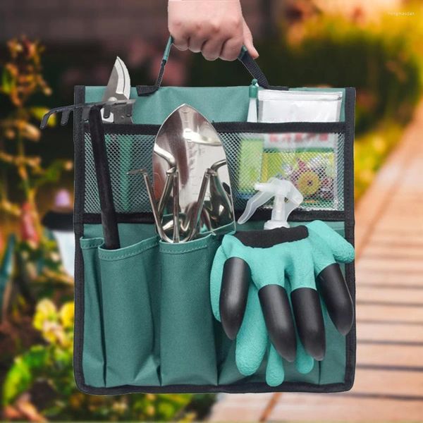 Сумки для хранения садовых инструментов, сумка с ручкой, большая емкость, с несколькими карманами, бытовой садовый инструмент для дома