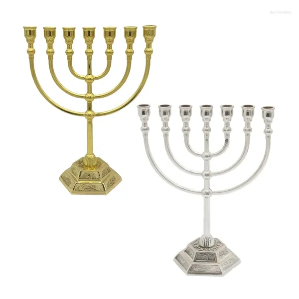 Portacandele Hanukkah Stand Menorah ebraica Festive Holder 7 Branch Dropship