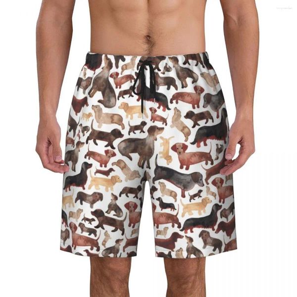 Pantaloncini da uomo Bassotti o cani da salsiccia Costume da bagno Abbigliamento da spiaggia Quick Dry Beach Board Kawaii Wiener Puppy Swimming Boardshorts