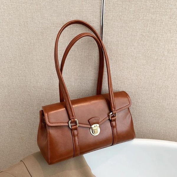 Umhängetaschen Damen Leder Tote Handtasche Leichte trendige Tasche Doppelgriff Klappe Satchel Geldbörse Unterarm Pendeln