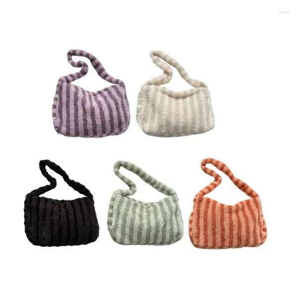 Bolsas de ombro E74B 2024 Bolsa Crossbody listrada para meninas mulheres grande capacidade de pelúcia na moda