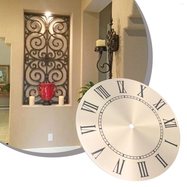 Relógios de parede Home Ornament Clock Dial Face DIY Alumínio Plano Plano Fundo de Ouro Fora 243mm Numeral Romano Alta Qualidade