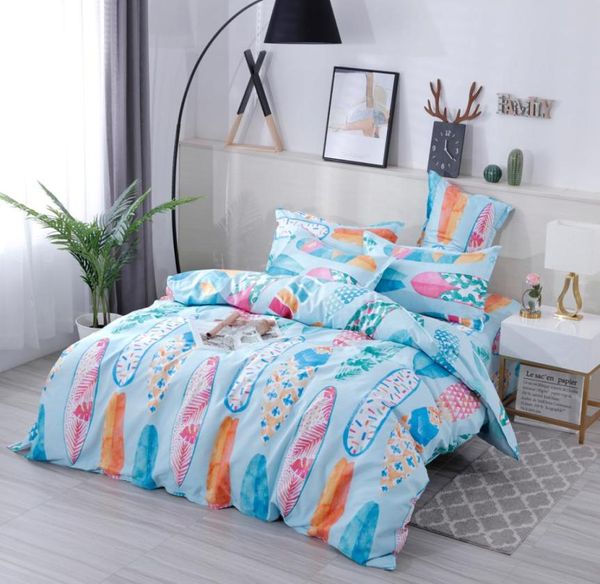 Lucky Home 3 pezzi King Size 3D Sea Beach Set biancheria da letto Acquerello modello floreale Bambini Tessili per la casa Biancheria da letto Copripiumino Se2022543