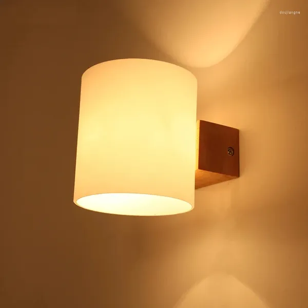 Lampada da parete Semplice in legno massello Vetro Camera da letto Comodino Soggiorno Corridoio Balcone Portico Scala