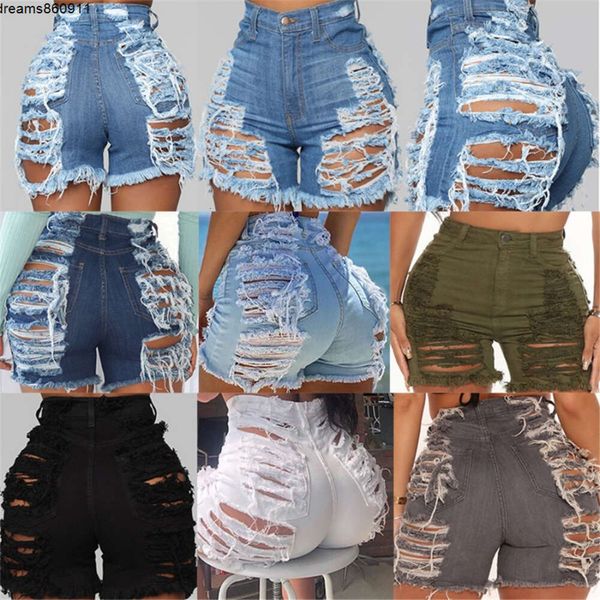 Großhandel, zerrissene, ausgeschnittene Denim-Shorts, Designer-Damen-Sommerkleidung, lässige Loch-Jeans, High-Street-Outfits