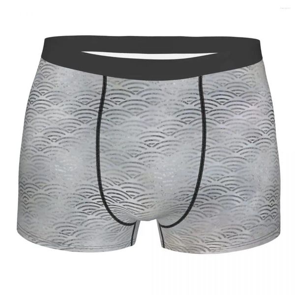 Cuecas de luxo geométrica prata em pérola respirável calcinha masculina roupa interior impressão shorts boxer briefs