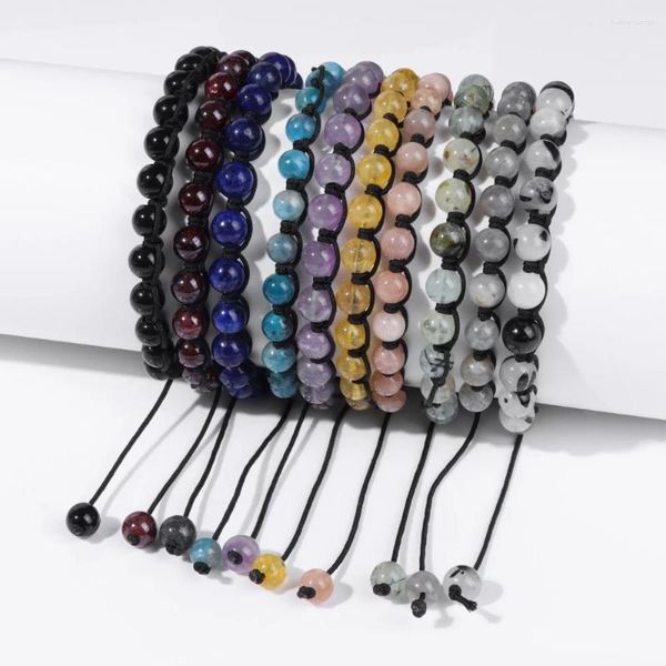 Strang Verstellbare Armbänder aus Natursteinperlen, Amethysten, Citrinen, geflochtenes Seil, Armreifen für Damen, Balance-Schmuck