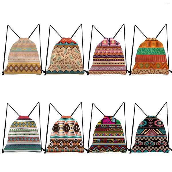 Mochila estilo étnico colorido geométrico mandala padrão mochilas para estudantes mulheres notebook sacos de viagem adolescentes meninos meninas sapatos saco