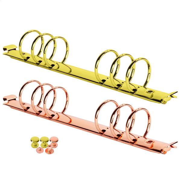 Rose Gold Metal A5 Ring Binder Clips LooseLeaf Arquivo Pasta Hoop DIY Álbum 6 Buracos 30mm 240306