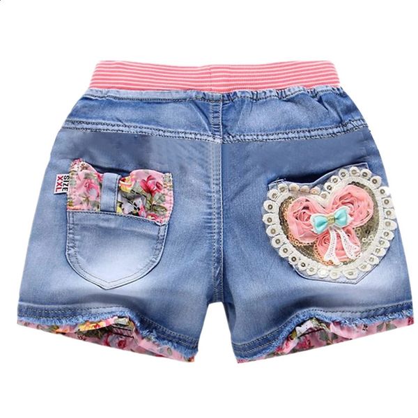 Sommer Kinder Kurze Denim Shorts Für Mädchen Mode Mädchen Kurze Prinzessin Jeans Kinder Hosen Mädchen Shorts Blumen Mädchen Kleidung 240305