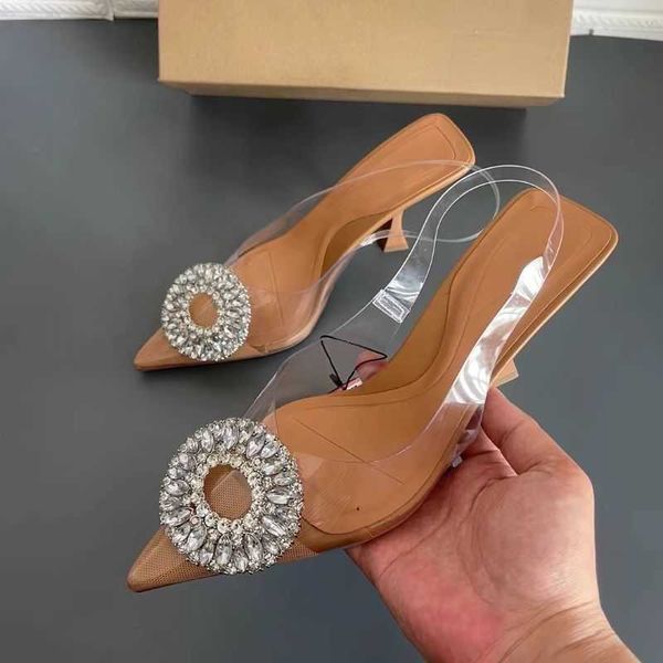 HBP Non-Brand Chaussures Talon Transparente Shoes Vendor Pearl Pencil Klare transparente Mule Heels für Damen