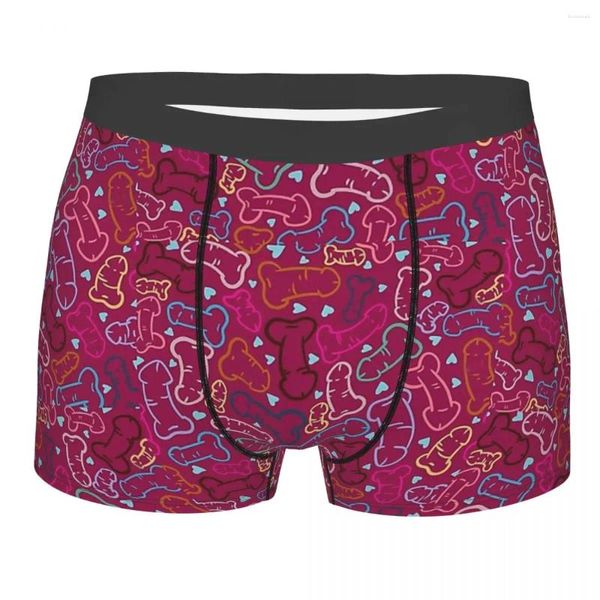 Unterhosen, bunte Herzen, niedlicher Penis, Schwanz, Baumwollhöschen, Herren-Unterwäsche, bedruckte Shorts, Boxershorts