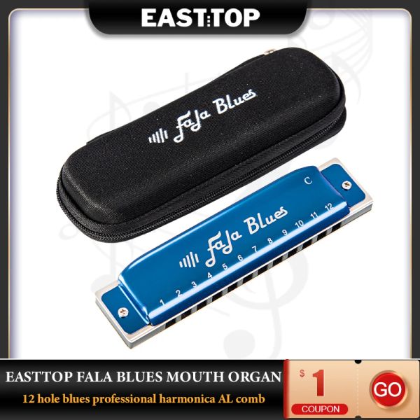 Instrumentos EASTTOP FALA blues boca órgão 12 buracos blues gaita profissional AL comb