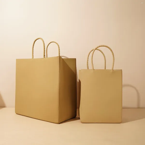 Sacos de noite Kraft papel genuíno bolsa de couro um conjunto de dois pacotes portátil saco de compras feminino 2024 moda bolsas de luxo pm15