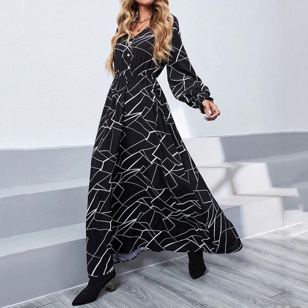 Casual Dresses Herbst Winter Frauen V-Ausschnitt Langarm Kleid Korean Street Trend Kleidung Temperament High End Urlaub Party Outfit Vestido