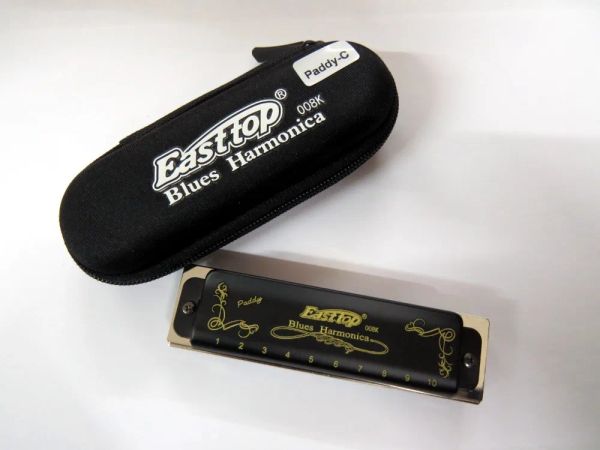 Strumenti EASTTOP armonica a bocca T008K Chiave per arpa blues di Paddy C blues harp armonica professionale a 10 fori per regalo per giocatori principianti