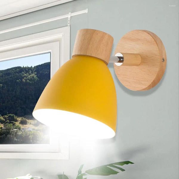 Wandleuchte aus Holz, nordisch, modern, E27, drehbar, ohne Lichtquelle, stilvoll montiert für Schlafzimmer-Dekor