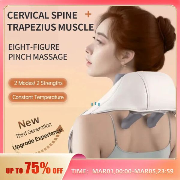 Multi-funcional em forma de u simulação humana amassar clipe massagem cabo cervical coluna massageador ombro volta massageador 240301