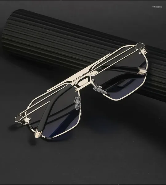 Óculos de sol masculino condução metal quadro designer punk vapor e óculos femininos guarda-sol espelho gafas de sol