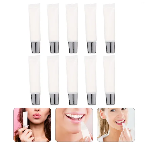 Bottiglie di stoccaggio 10 pezzi Tubo vuoto di smalto per labbra Tubo per rossetto in plastica per trucco Gloss Tubi Trasparente Tinta Ricaricabile Sfuso