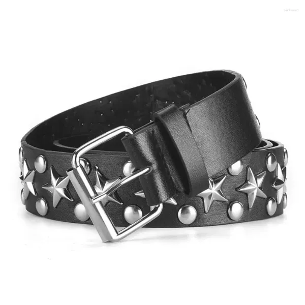 Cintos moda estrela decoração luxo design casual punk cintura banda de couro cinto largo pino fivela cintura gótico rebite