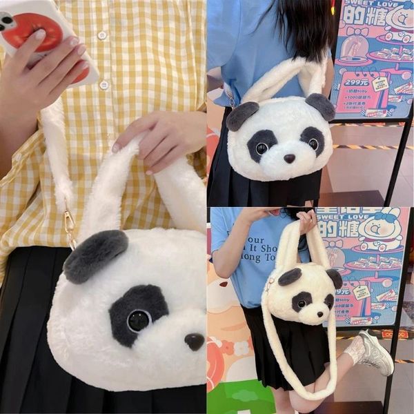 Omuz Çantaları Şık Panda Head Bag Peluş Tote Küçük eşyaları taşımak için mükemmel