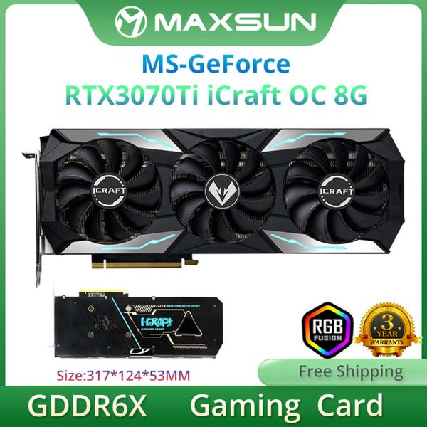 MAXSUN Full New RTX 3070 Ti iCraft OC 8G Gaming Video Graphics Card GDDR6X Memory 256Bit DP * 3 HDMI2.1 PCIE4.0 NVIDIA GPU Card