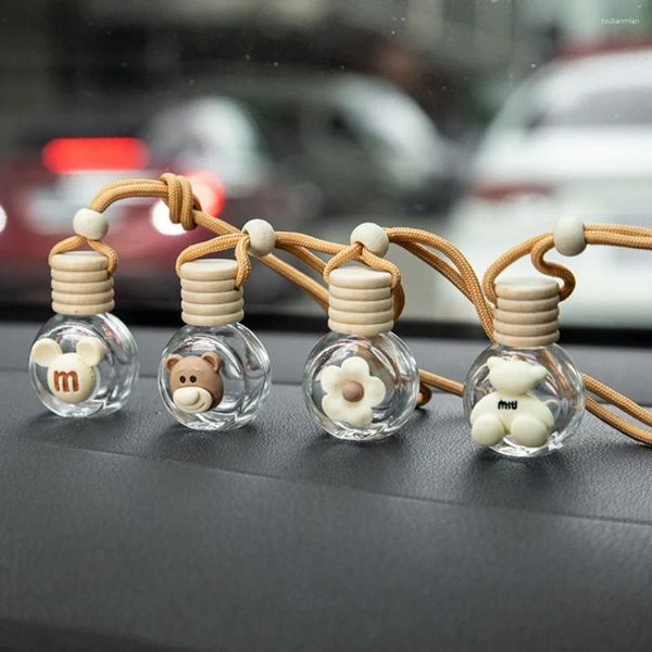 Bottiglie di stoccaggio 5 pezzi 10 ml Cartone animato carino bottiglia per auto pendente vuoto trasparente olio essenziale diffusore aria più fresca ornamento fiale per