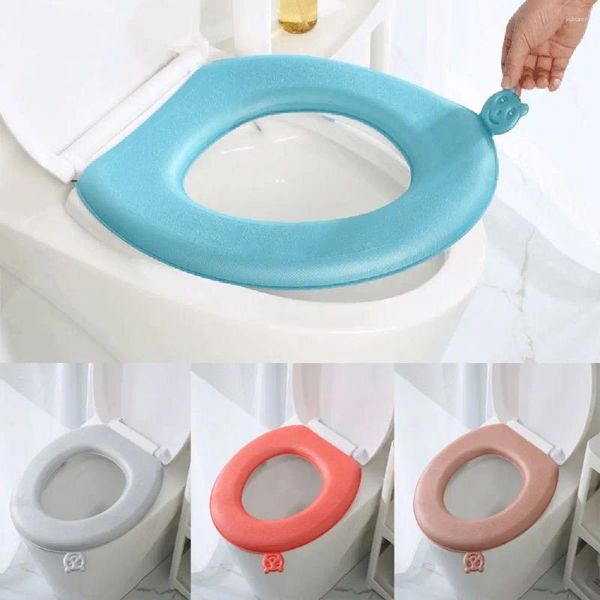 Coprisedili per WC Copertura in EVA con maniglia del coperchio ribaltabile Tappetino impermeabile Tappetino per WC universale addensato Bagno di casa