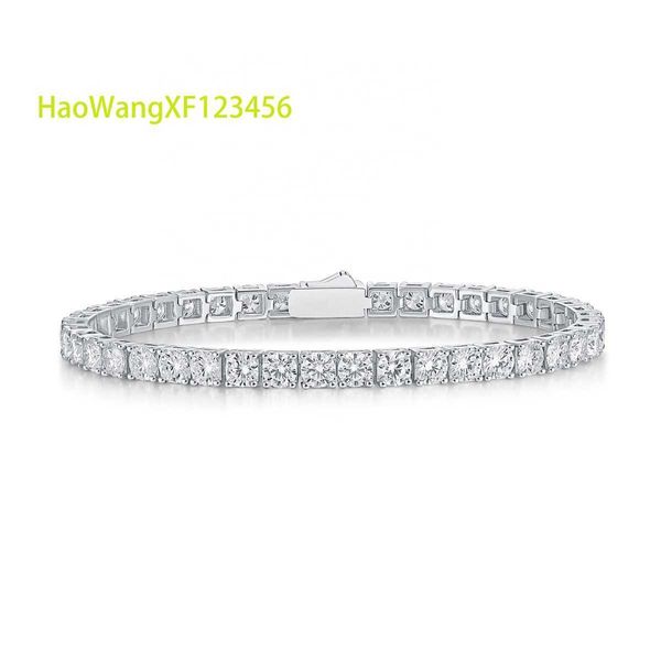 Кубинский браслет Iced Out Pulsera с муассанитом, серебро 925 пробы, джойерия плата 925, ювелирные изделия на заказ, теннисный браслет с муассанитом