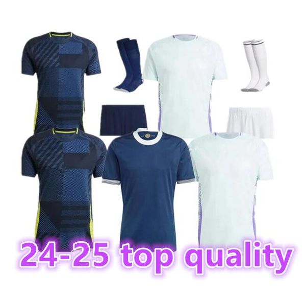 Schottland 24 25 Fußballtrikot Neu 2024 2025 Euro Cup Nationalmannschaft Fußballtrikot Herren Kinder Kit Set Marineblau Auswärtsweiß 150 Jahre Jubiläums-Sonderangebot ROBERTSON DYKES889