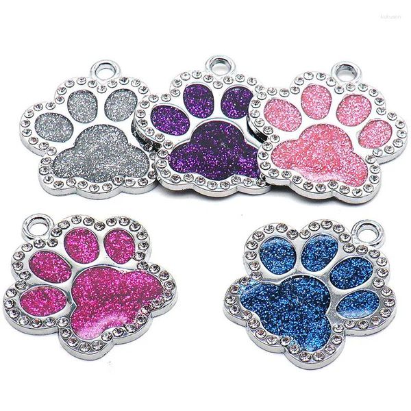 Targhetta per cani con strass Etichette identificative per gatti e animali domestici Personalizzate con nome cucciolo personalizzato Accessori per collari Portachiavi in metallo con ciondolo anti-smarrimento