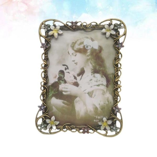 Quadros Vintage Po Frame Party Decoração Ornamento Imagem Europeu Metal Desktop Retro Barroco