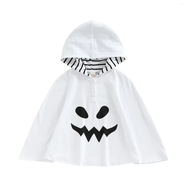Куртки для маленьких девочек и мальчиков, шали с капюшоном на Хэллоуин, плащ с принтом призраков, карнавальный костюм, От 6 месяцев до 3 лет