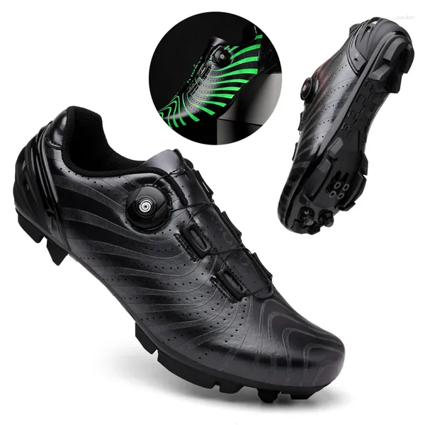 Sapatos de ciclismo masculino carbono mtb sapatilha ciclismo auto-travamento spd mountain road bike tênis plana lockless