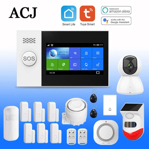 Sistema PG107 Tuya Wireless WiFi GSM Home Lavoro allarme Sistema Camera IP Camerazione PIR Sensore Magnete Kit di allarme di sicurezza App Controllo