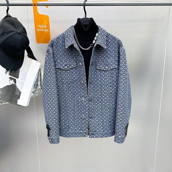 Casacos Masculinos Outono E Inverno Floco De Neve Jacquard Jaqueta Moda Cruz Solta Denim