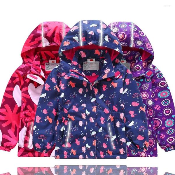 Giacche Antivento Capispalla per ragazze Bambini Cartoon Pattern Design Cappotto in pile polare per bambina 3-12 T Giacca a vento