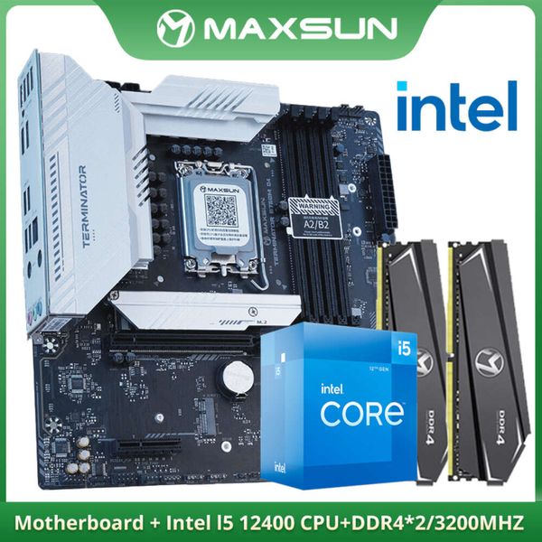MAXSUN Yeni Anakart Terminatörü B760M D4, CPU Intel I5 12400 LGA1700 DDR4 8GBX2 = 16GB 3200MHz SATA3 M.2 Bilgisayar için