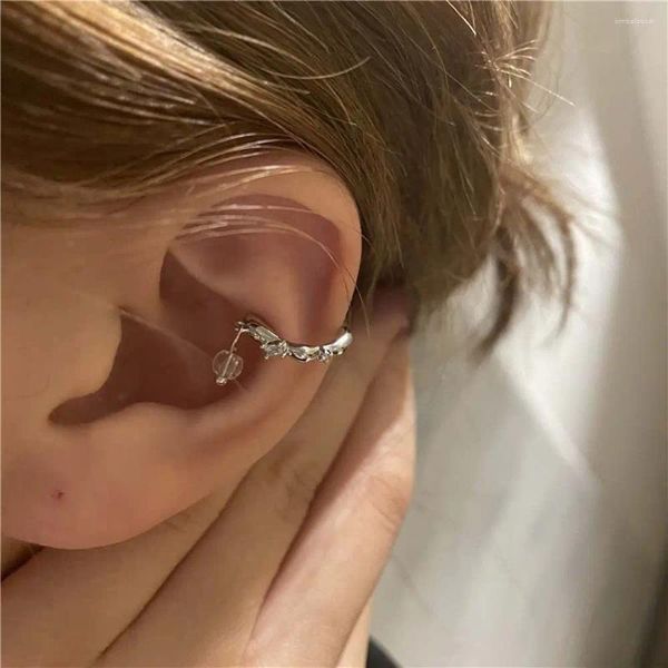 Brincos traseiros na moda simples liga grânulo pingente falso piercing c forma orelha osso clipe coreano lábio earcuff feminino brinco