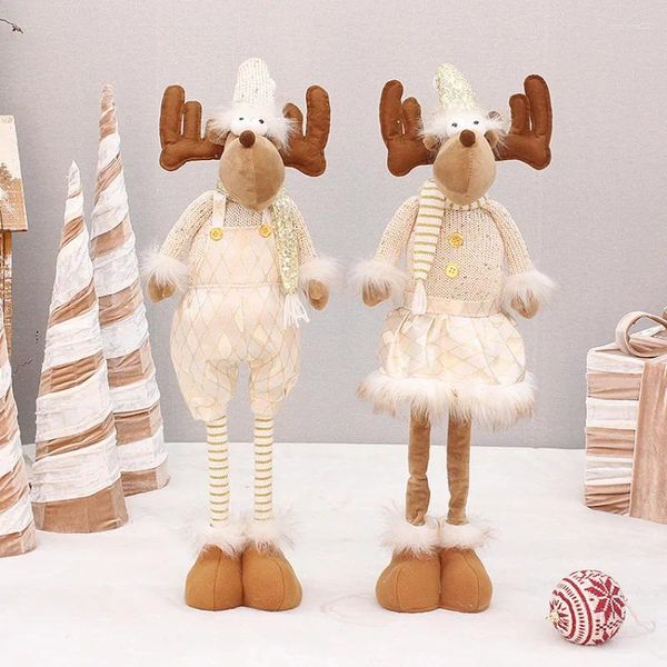 Decorazioni natalizie Bambole di grandi dimensioni Babbo Natale retrattile Pupazzo di neve Alce Figurine di Natale Decorazione Regalo per l'ornamento dell'albero dei bambini