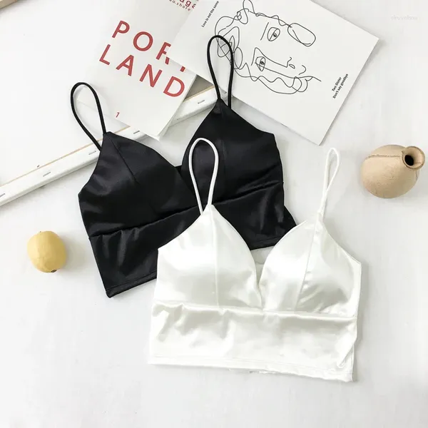 Sutiãs sexy mulheres cinta seda suave mergulho bralette sutiã dormir sutiã push up lingerie top sem fio 2 cores