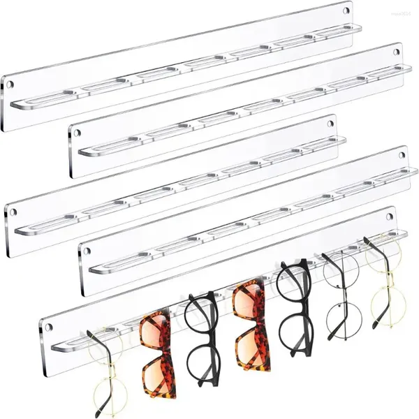 Armações de óculos de sol com 7 furos, rack de exibição de óculos, durável, montado na parede, cabide transparente, lojas de prateleira acrílica